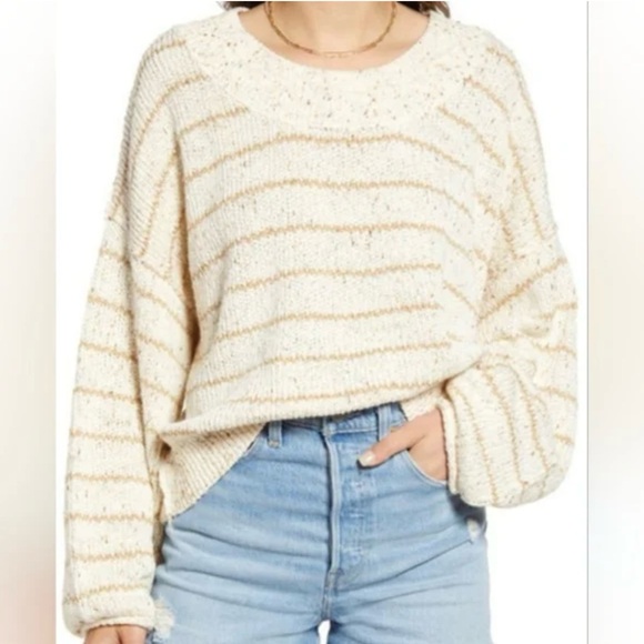 Free People Sweaters - Cozy Cream Striped Sweater